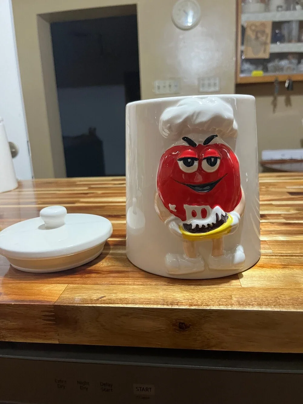M&M Ceramic Cookie Jar Red M&M Chef Character Candy Container